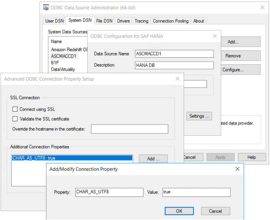 add advanced connection property for SAP HANA ODBC connection