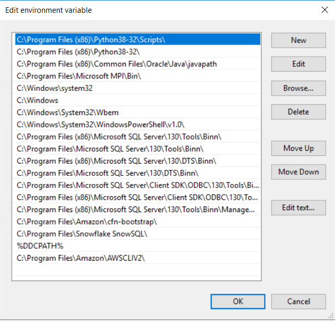 System Environment Path Variable for AWS CLI command