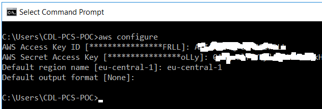 aws configure for AWS CLI configuration