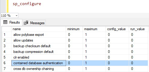 SQL Server 2017 instance configuration parameter contained database authentication