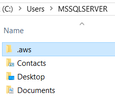 copy AWS configuration to MSSQLSERVER account