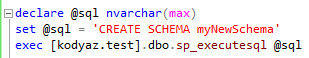 create database schema using sp_executesql on SQL Server