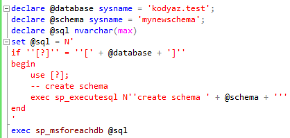 create database schema using sp_msforeachdb on SQL Server