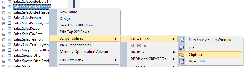 create table script using SQL Server Management Studio