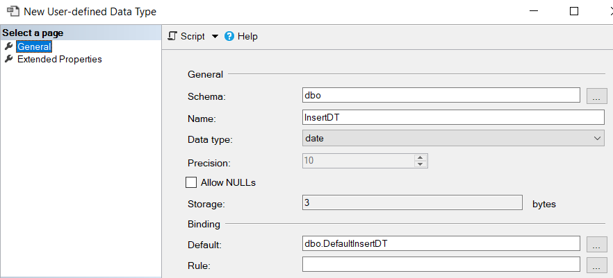 create new SQL data type using SQL Server Management Studio