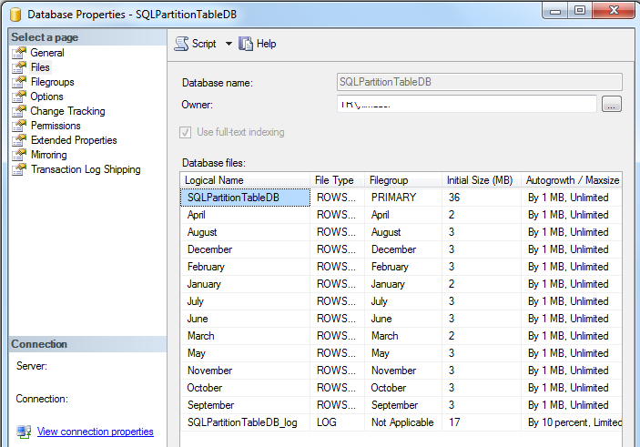 database data files on SQL Server Management Studio