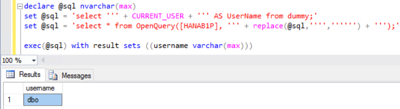 execute dynamic SQL with result sets clause