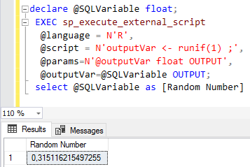 output parameters with R-Script on SQL Server