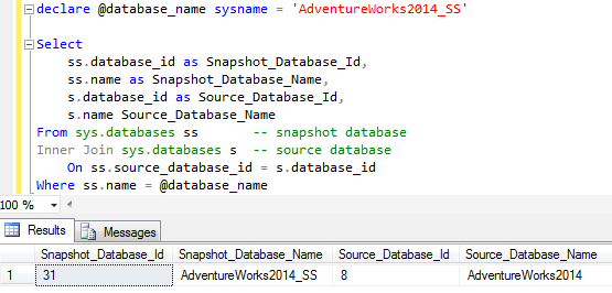query original database from snapshot on SQL Server