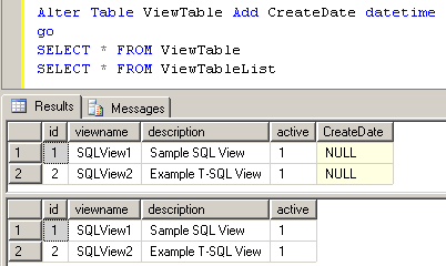 refresh SQL Server view definition using sp_refresh stored procedure