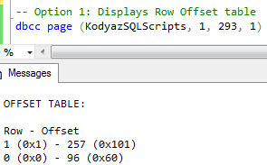 row offset table in data page