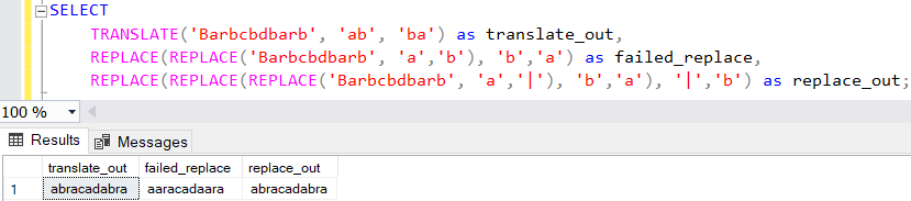 Use Replace function instead of Translate on SQL Server