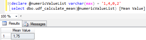 SQL mean value calculation function in SQL Server