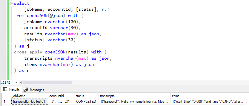 sql server json query