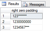 SQL zero padding function sample for right-padding