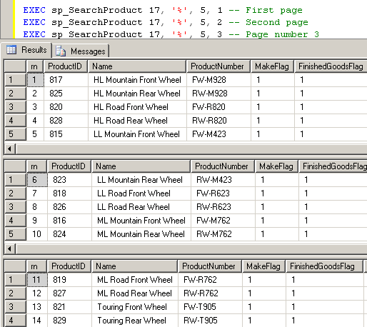 SQL paging using ROW_NUMBER() SQL Server function