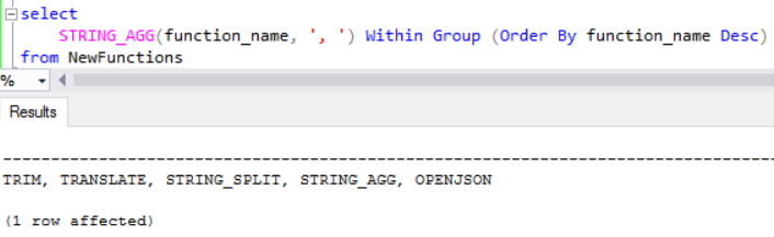 SQL Server 2017 string concatenation function String_Agg