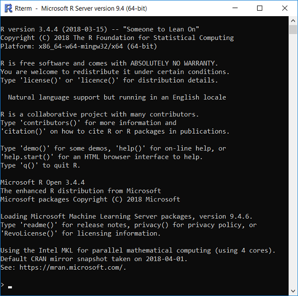 SQL Server 2019 RTerm for Machine Learning Services with R