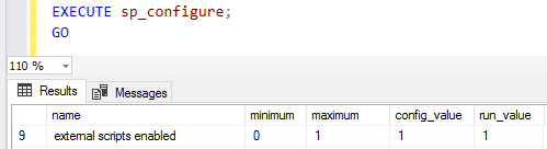 SQL Server configuration for executing Python and R scripts