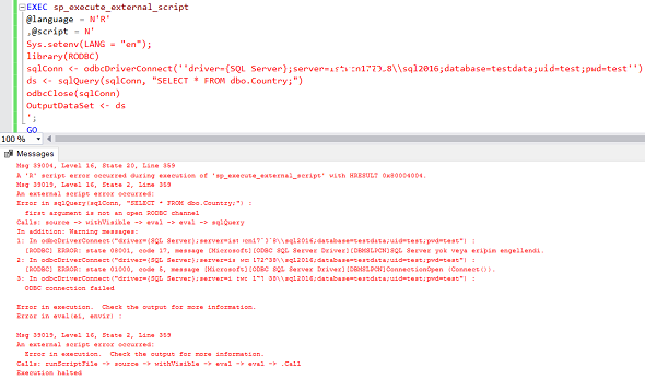 execute R script on SQL Server using RODBC R package