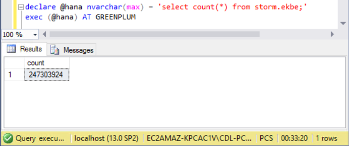 SQL Server Linked Server query on Greenplum database