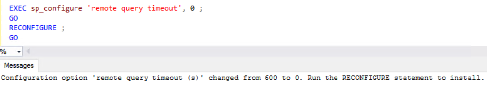 change remote query timeout on SQL Server