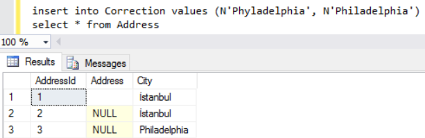 SQL Server trigger for misspelled words correction