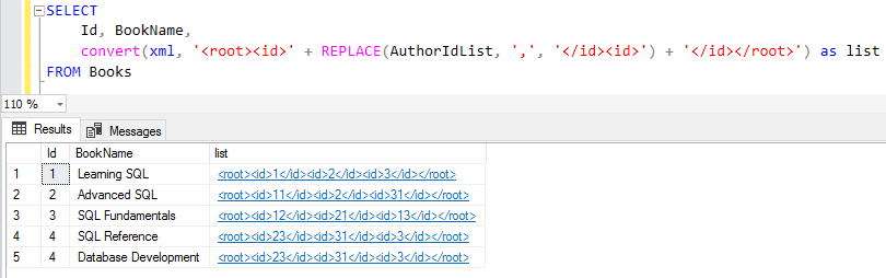 SQL XML query using Convert and Replace functions