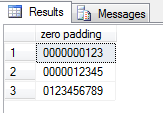 SQL zero padding function udfLeftSQLPadding