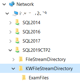 SQL Server FileStream directories as shared folders