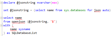 SQL Server 2016 Select From OpenJSON syntax to parse JSON data