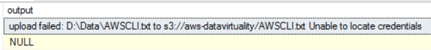 Unable to locate credentials error when AWS CLI executed on SQL Server