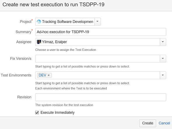 create your first ad-hoc test execution