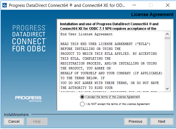 DataDirect license agreement