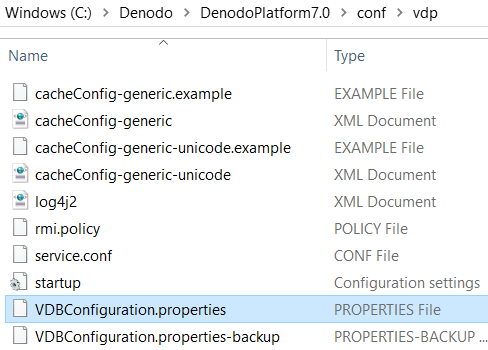 Denodo Virtual DataPort configuration properties file
