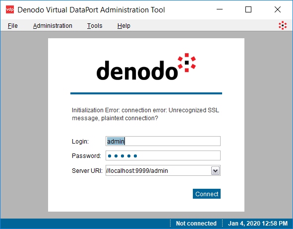 Initialization Error: connection error: Unrecognized SSL message, plaintext connection?