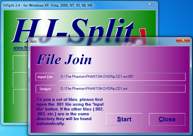 file joined by hjsplit is not working