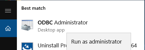 launch ODBC Administrator