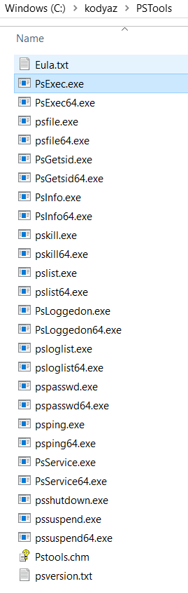 content of PsTools.zip including PsExec.exe to identify account locks