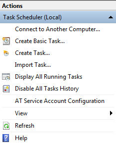 Windows Task Scheduler Actions menu