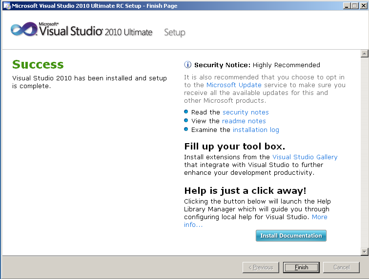 microsoft-visual-studio-2010-ultimate-setup-success