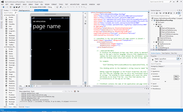 Visual Studio 2012 Windows Phone 8 app project
