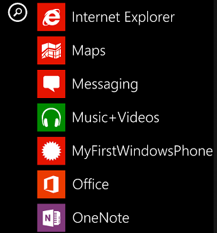 apps installed on Windows Phone emulator device
