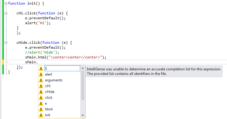 Javascript IntelliSense support