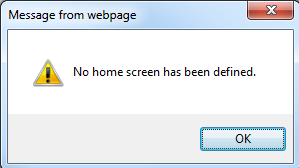 No home screen has been defined