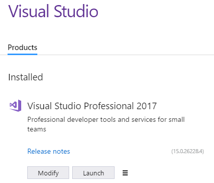 Visual Studio 2017 Installation