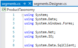 namespaces required to consume web API and for database connection