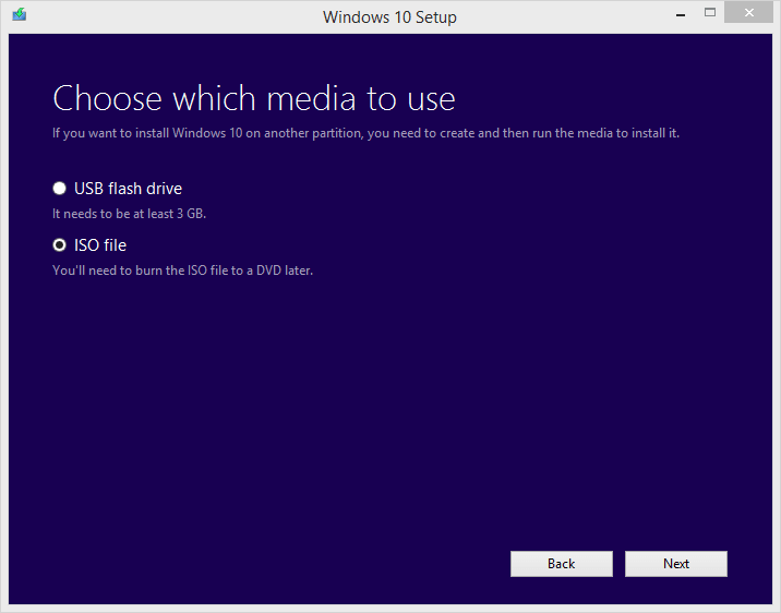 download Windows 10 setup as USB flash drive or iso file