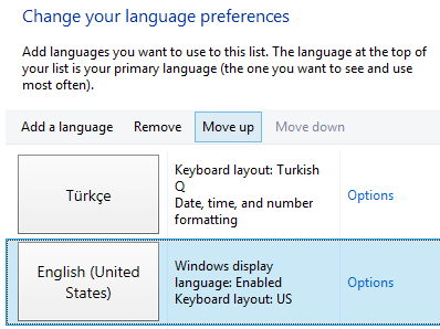 add remove move up and down in Windows 8 languages