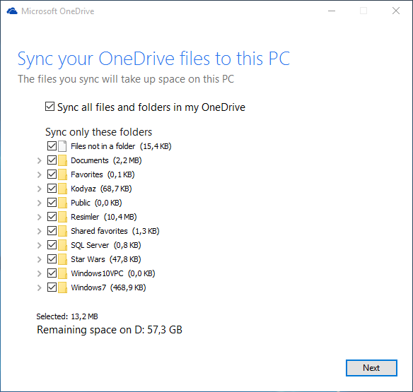 sync OneDrive files to your Windows 10 PC